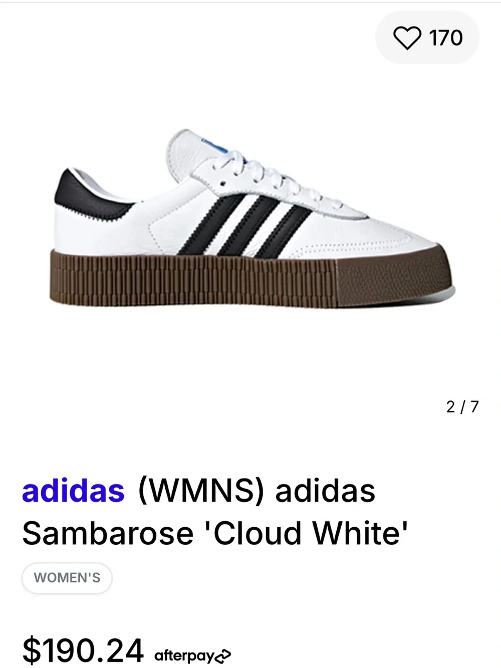 ADIDAS SAMBAROSE /White, Black & Brown Low-Profile Sneakers